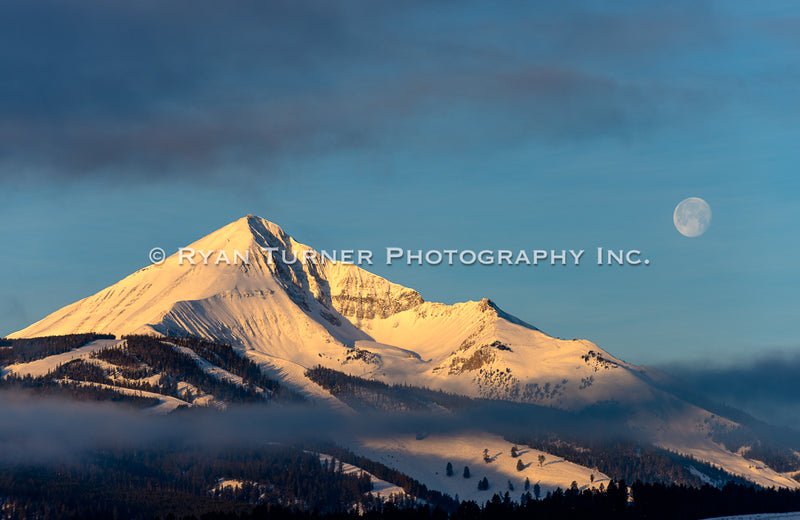 Golden Lone Peak and the Moon