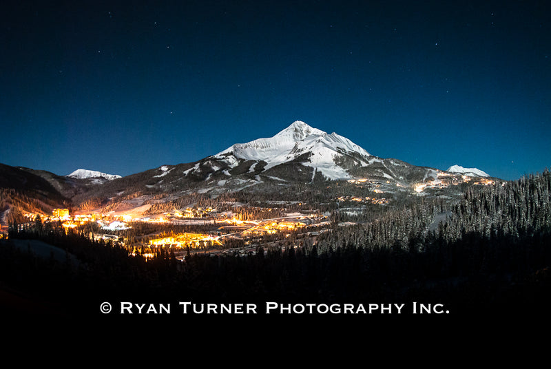 Ryan Turner Photography of Lone Peak Mountain in Big Sky, Montana for purchase at www.ryanturnerphoto.com. Mountain Village pictured.