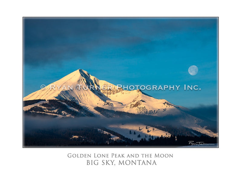 Golden Lone Peak and the Moon - Notecard